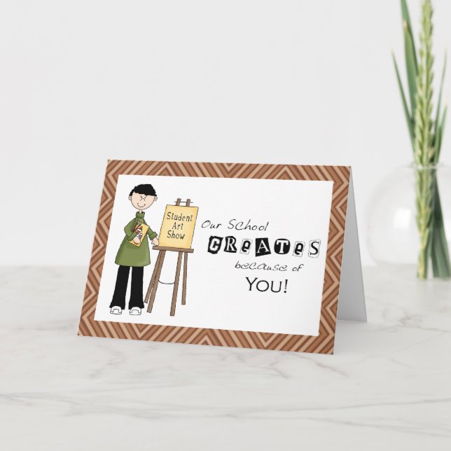 Male School Art Teacher Appreciation Thank You Card (Front)