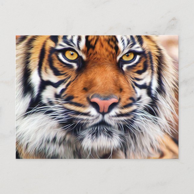 Male Siberian Tiger Paint Photograph Postcard (Front)