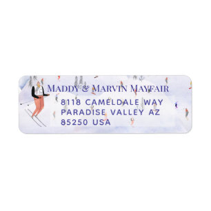Male Skier Easy-To-Read Return Address Label