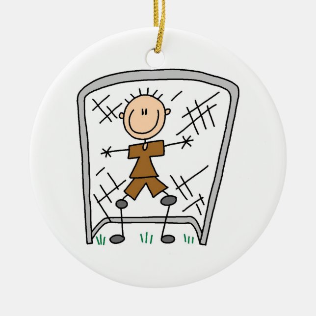 Male Soccer Goal Keeper T-shirts and Gifts Ceramic Tree Decoration (Front)