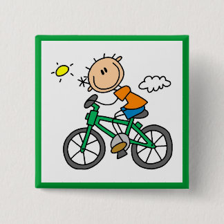 Male Stick Figure Bicyclist Tshirts and gifts 15 Cm Square Badge