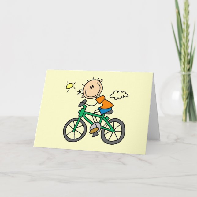 Male Stick Figure Bicyclist Tshirts and gifts Card (Front)
