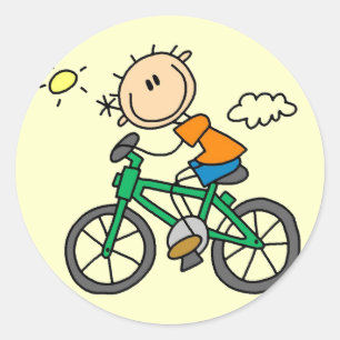 Male Stick Figure Bicyclist Tshirts and gifts Classic Round Sticker