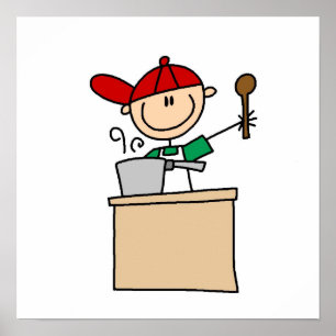 Male Stick Figure Cook Poster