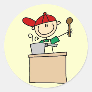 Male Stick Figure Cook T-shirts and Gifts Classic Round Sticker
