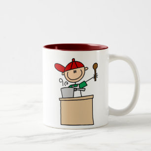 Male Stick Figure Cook Two-Tone Coffee Mug