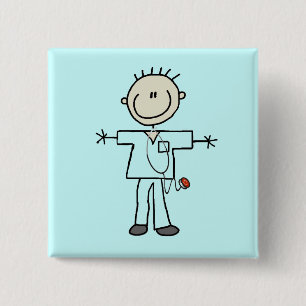 Male Stick Figure Nurse 15 Cm Square Badge