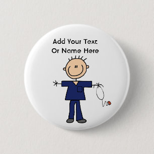 Male Stick Figure Nurse Aid T-shirts and Gifts 6 Cm Round Badge