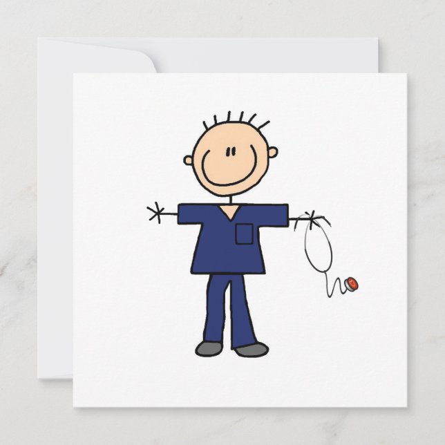 Male Stick Figure Nurse - Blue (Front)