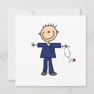 Male Stick Figure Nurse - Blue