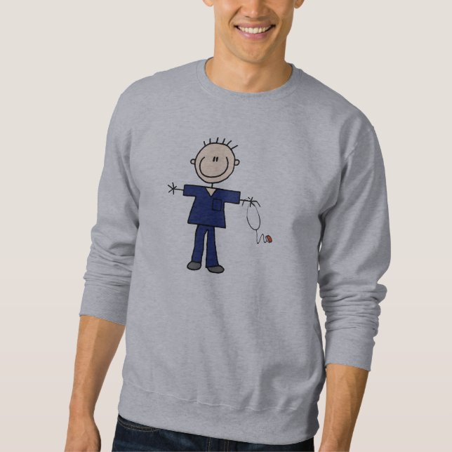 Male Stick Figure Nurse - Blue Sweatshirt (Front)