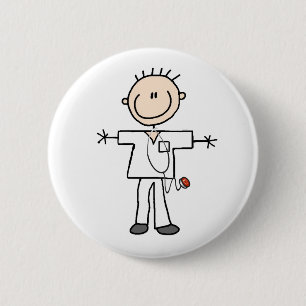 Male Stick Figure Nurse Button