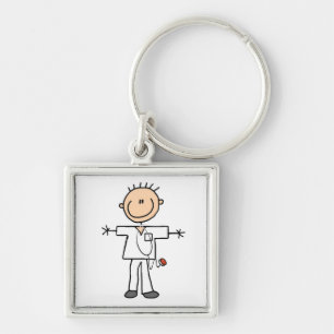 Male Stick Figure Nurse Key Ring