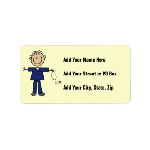 Male Stick Figure Nurse Medium Skin Label