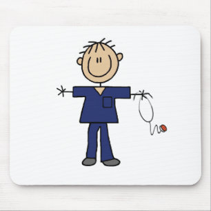 Male Stick Figure Nurse Medium Skin Mouse Pad