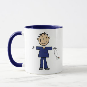 Male Stick Figure Nurse Medium Skin Mug