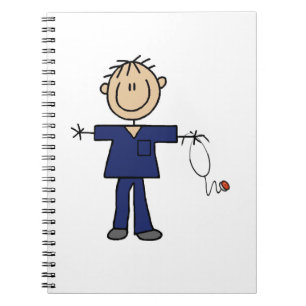 Male Stick Figure Nurse Medium Skin Spiral Notebook