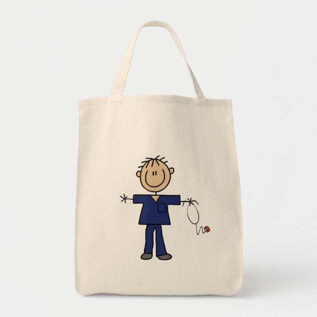 Male Stick Figure Nurse Medium Skin Tote Bag (Front)