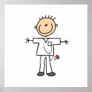 Male Stick Figure Nurse Poster