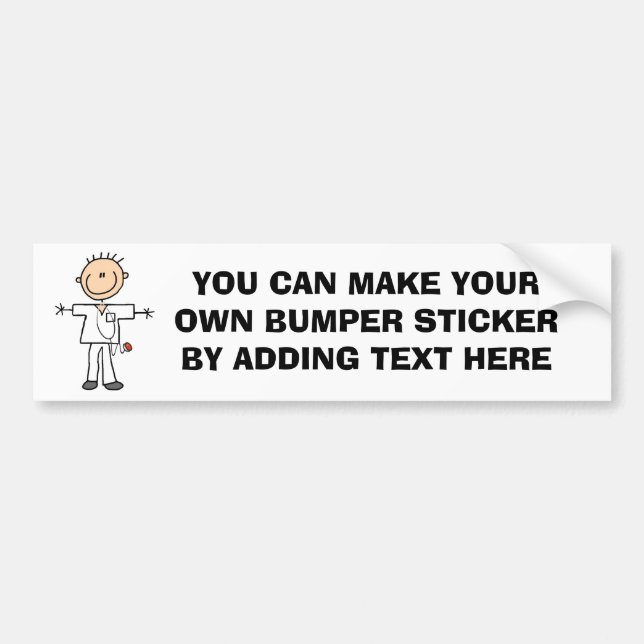 Male Stick Figure Nurse T-shirts and Gifts Bumper Sticker (Front)