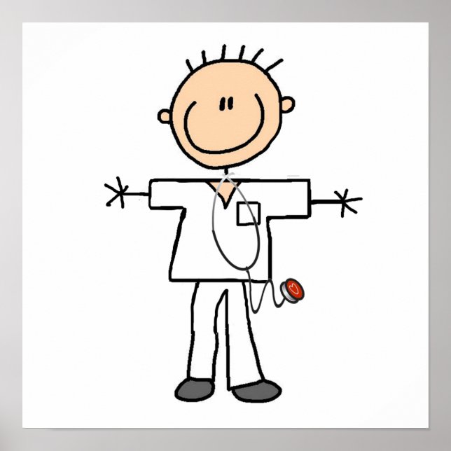 Male Stick Figure Nurse T-shirts and Gifts Poster (Front)