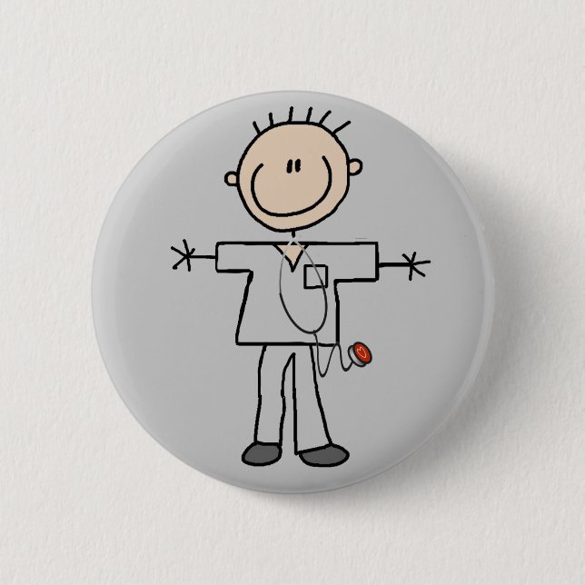 Male Stick Figure Nurse Tshirts and Gifts 6 Cm Round Badge (Front)