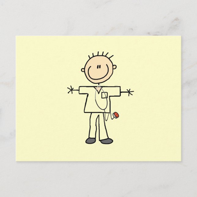 Male Stick Figure Nurse Tshirts and Gifts Postcard (Front)