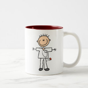 Male Stick Figure Nurse Two-Tone Coffee Mug