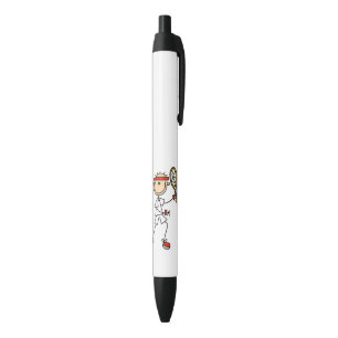Male Stick Figure Tennis Player Black Ink Pen