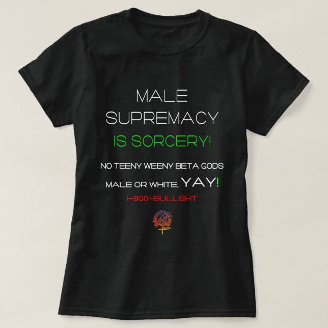 MALE SUPREMACY IS SORCERY FUNNY CHRISTIAN DATING T-Shirt (Design Front)