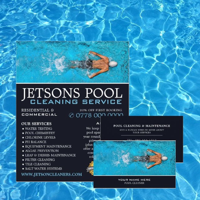 Male Swimmer, Swimming Pool Cleaning Advertising Flyer (Creator Uploaded)
