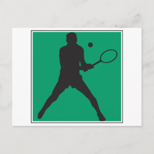 male tennis player silhouette design postcard