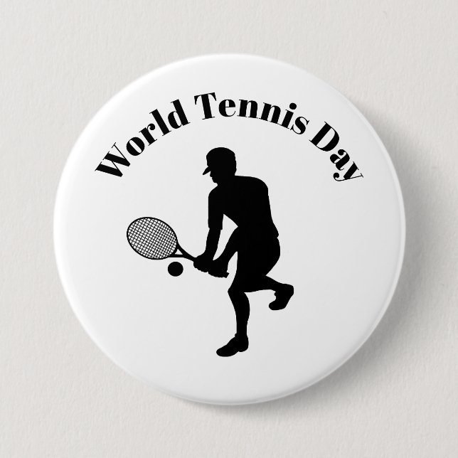 Male Tennis Player Silhouette Tennis Button (Front)