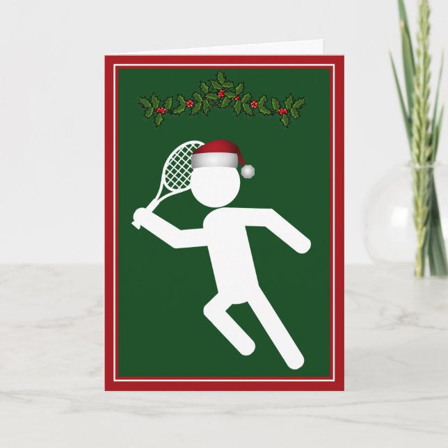 Male Tennis Player Symbol Christmas  Holiday Card (Front)