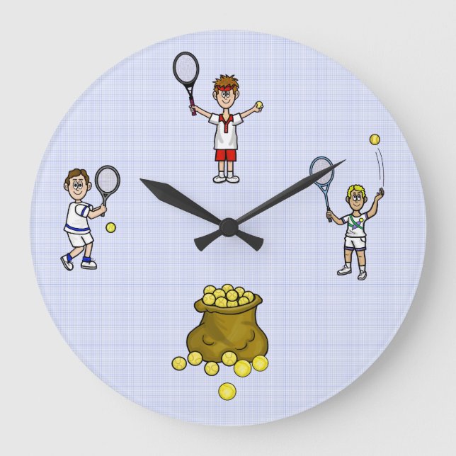 Male Tennis Players Wall Clock (Front)