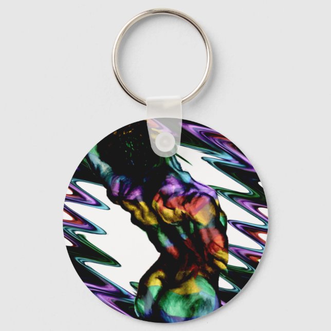 Male torso back Retro colours  Key Ring (Front)