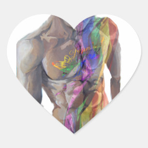 Male torso LGBTQI flag Heart Sticker