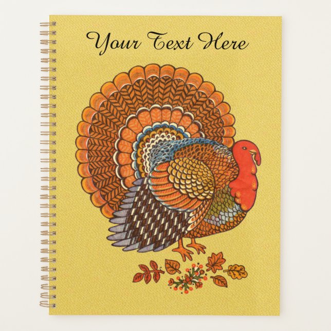 Male Turkey Fanned Tail Autumn Colours Feathers  Planner (Front)