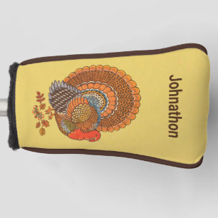 Male Turkey Fanned Tail Autumn Colours Leaves Golf Head Cover