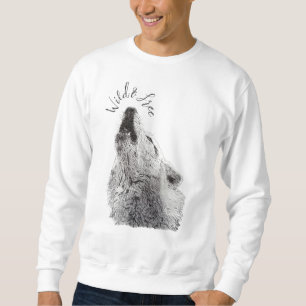 Male Wild & Free Script Howling Wolf Fine Art Sweatshirt