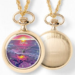 Malecon Sunset 0911 Necklace Watch<br><div class="desc">Painting "Malecon Sunset 0911" Collection

Personalise on the product page or click the "Customise" button for more design options.  Design created from my painting "Malecon Sunset 0911" capturing a beautiful sunset on the Malecón in Puerto Vallarta,  Mexico.  Matching products are available in this collection.</div>