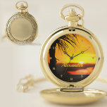 Malecon Sunset 2441 Pocket Watch<br><div class="desc">Painting "Malecon Sunset 2441" Collection This pocket watch makes for a perfect gift. Outer casing made from premium alloy. Classic timepiece precision powered by Japanese movement. Personalise on the product page or click the "Customise" button for more design options Outer casing - Gold or Silver. Design created from my painting...</div>