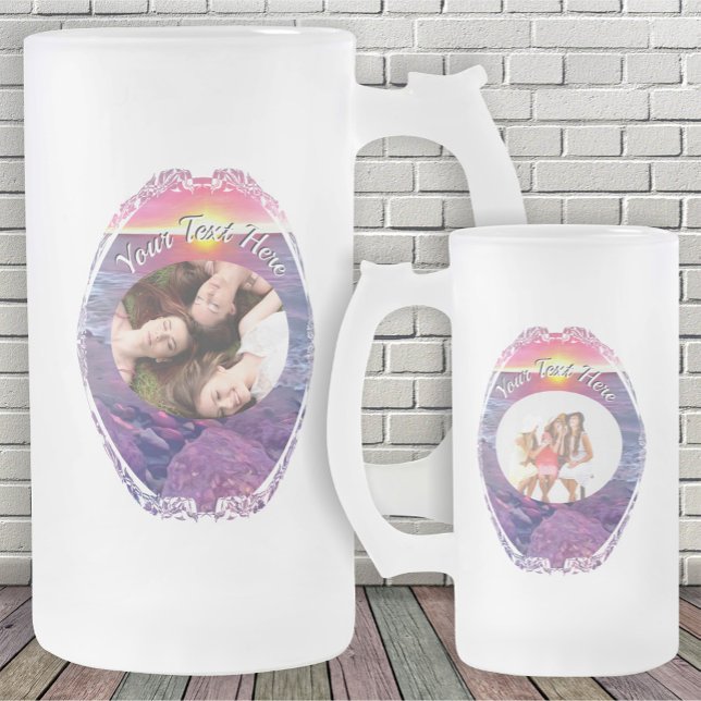 Malecon Sunset Friends 0911 Frosted Glass Beer Mug (Creator Uploaded)