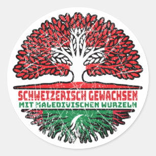 Malediven Maledivisch Schweizer Schweiz Baum Classic Round Sticker