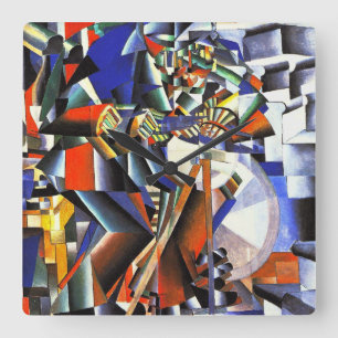 Malevich Kazimir The Knifegrinder Square Wall Clock