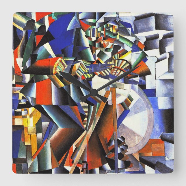 Malevich Kazimir The Knifegrinder Square Wall Clock (Front)