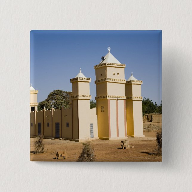 Mali, Bamako. Mosque, Bamako-Djenne Road 15 Cm Square Badge (Front)
