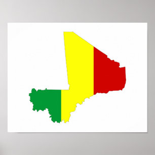 mali country flag map shape silhouette symbol poster