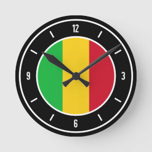Mali Flag Elegant Round Clock