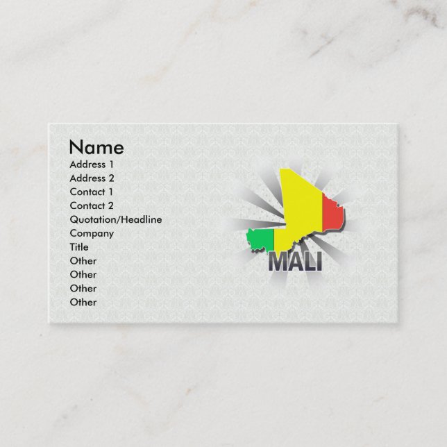 Mali Flag Map 2.0 Business Card (Front)